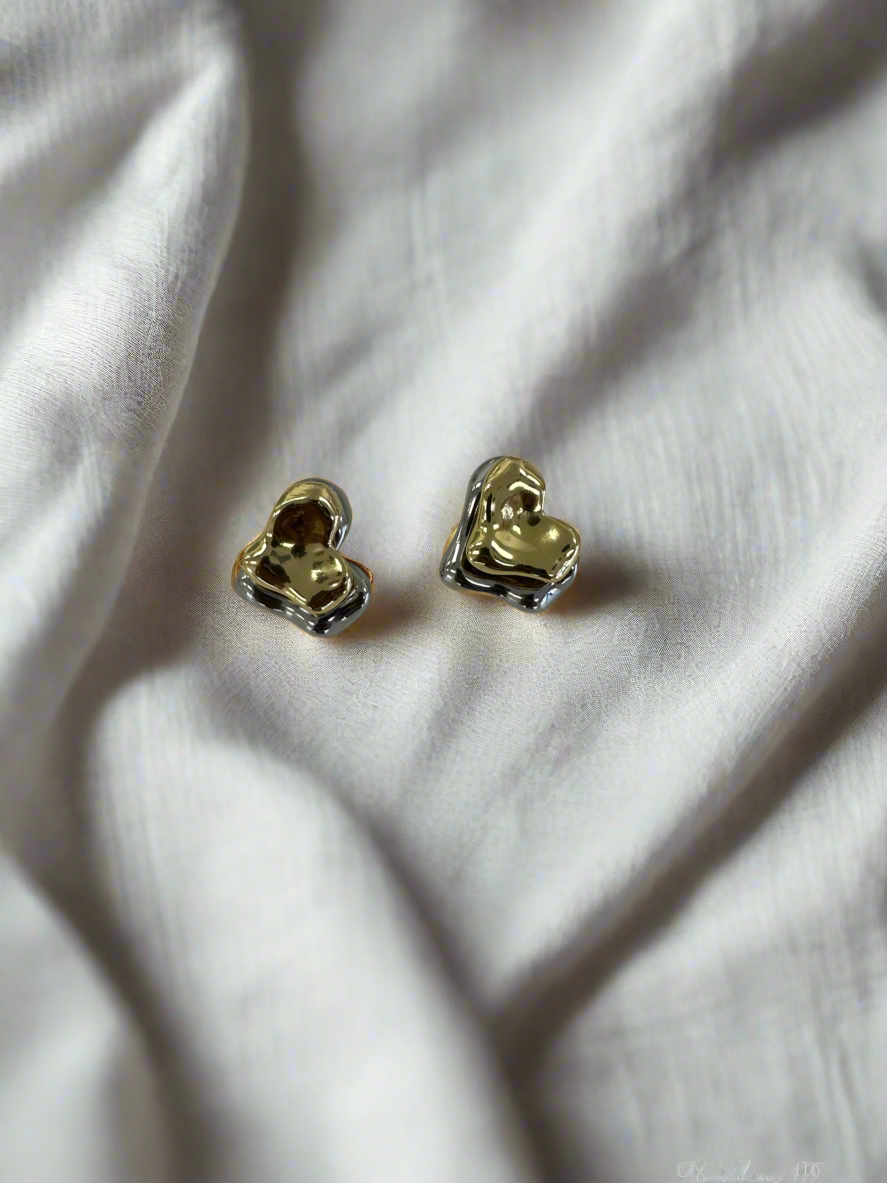 Two tone Heart Stud