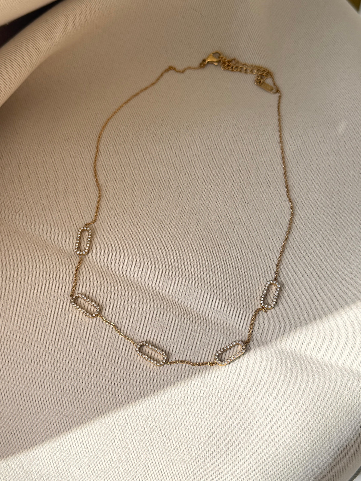 CZ Paper clip necklace