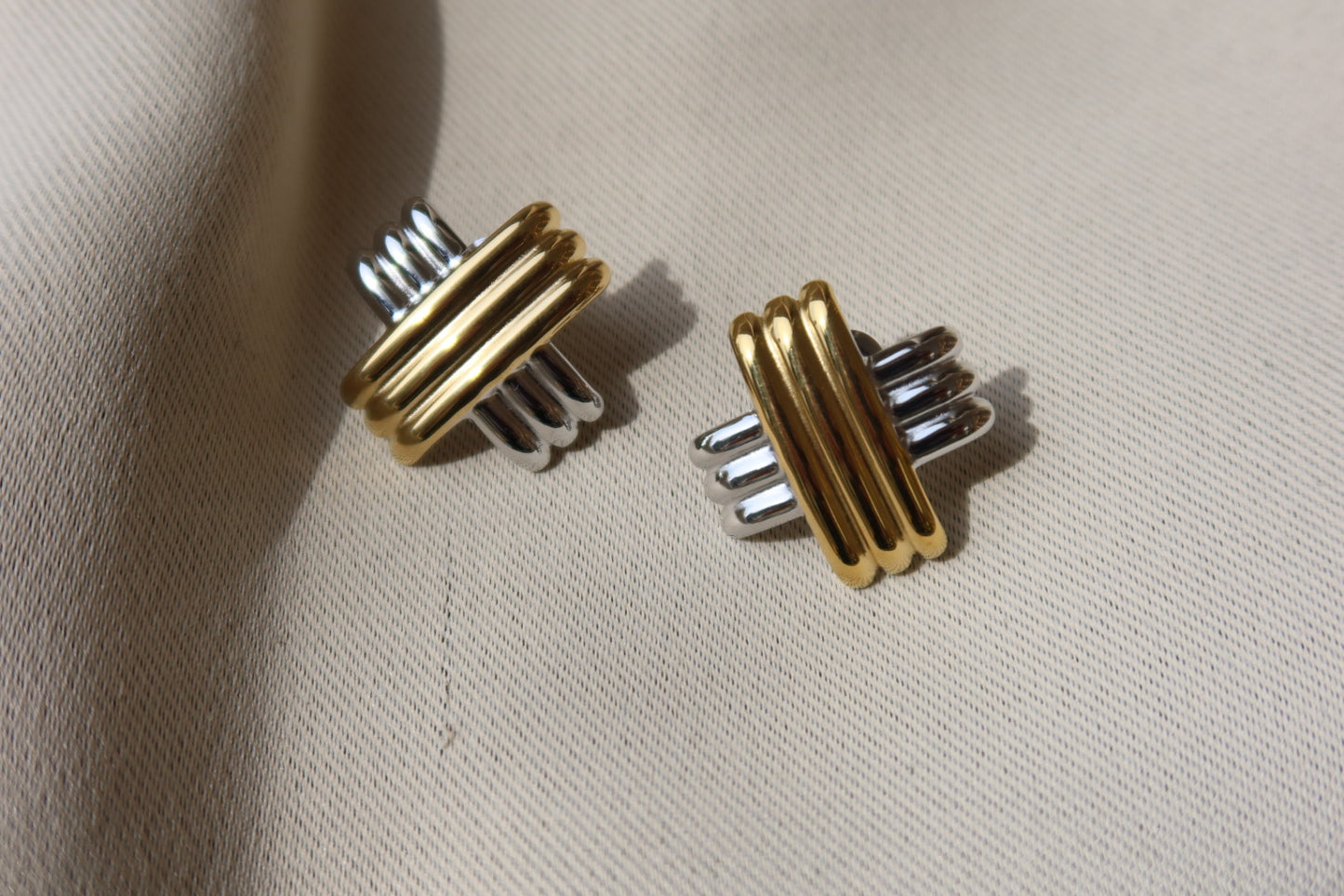 X-two tone earrings