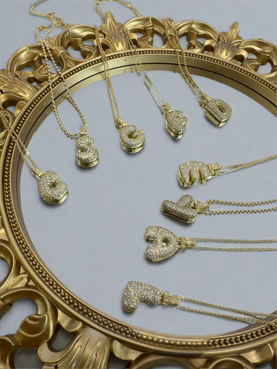 Modern Bubble Initial Necklaces