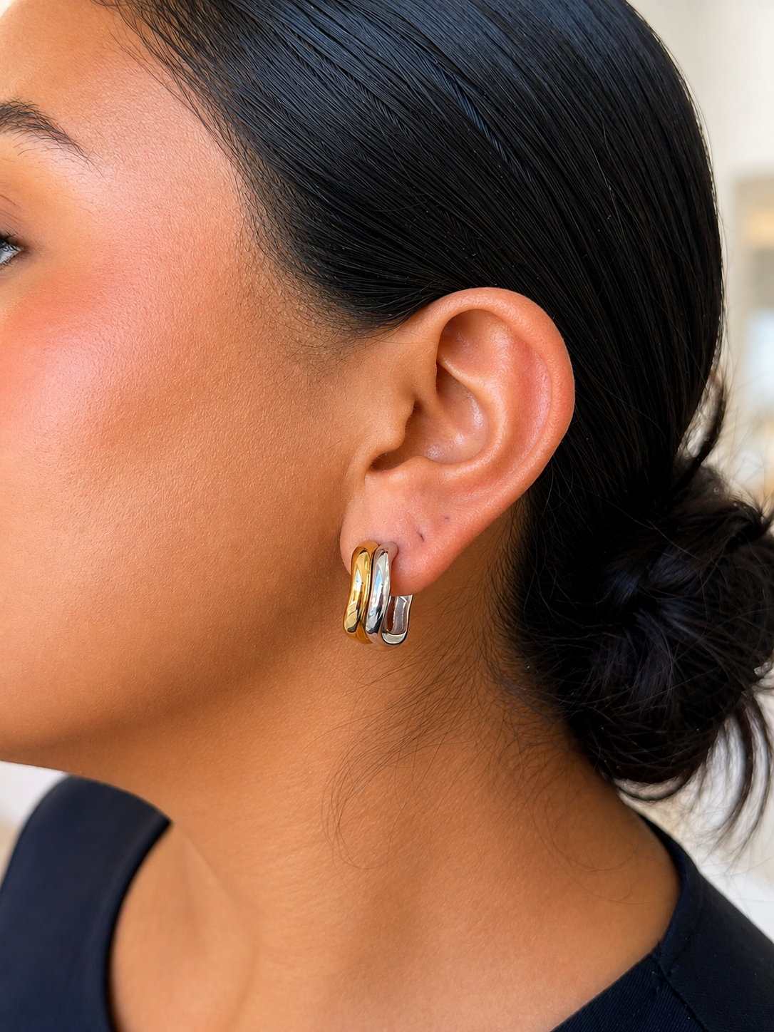 Wavy Two Tone Hoops
