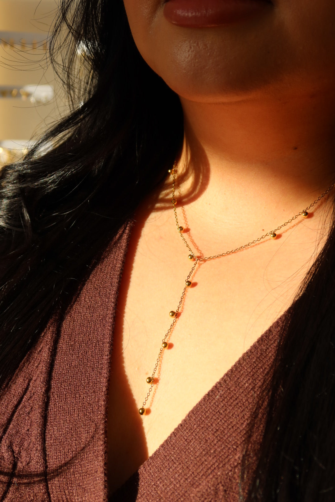 Beaded tie necklace