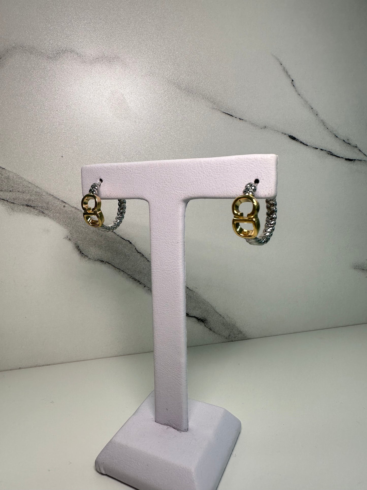 Bicolor with CZ hoops