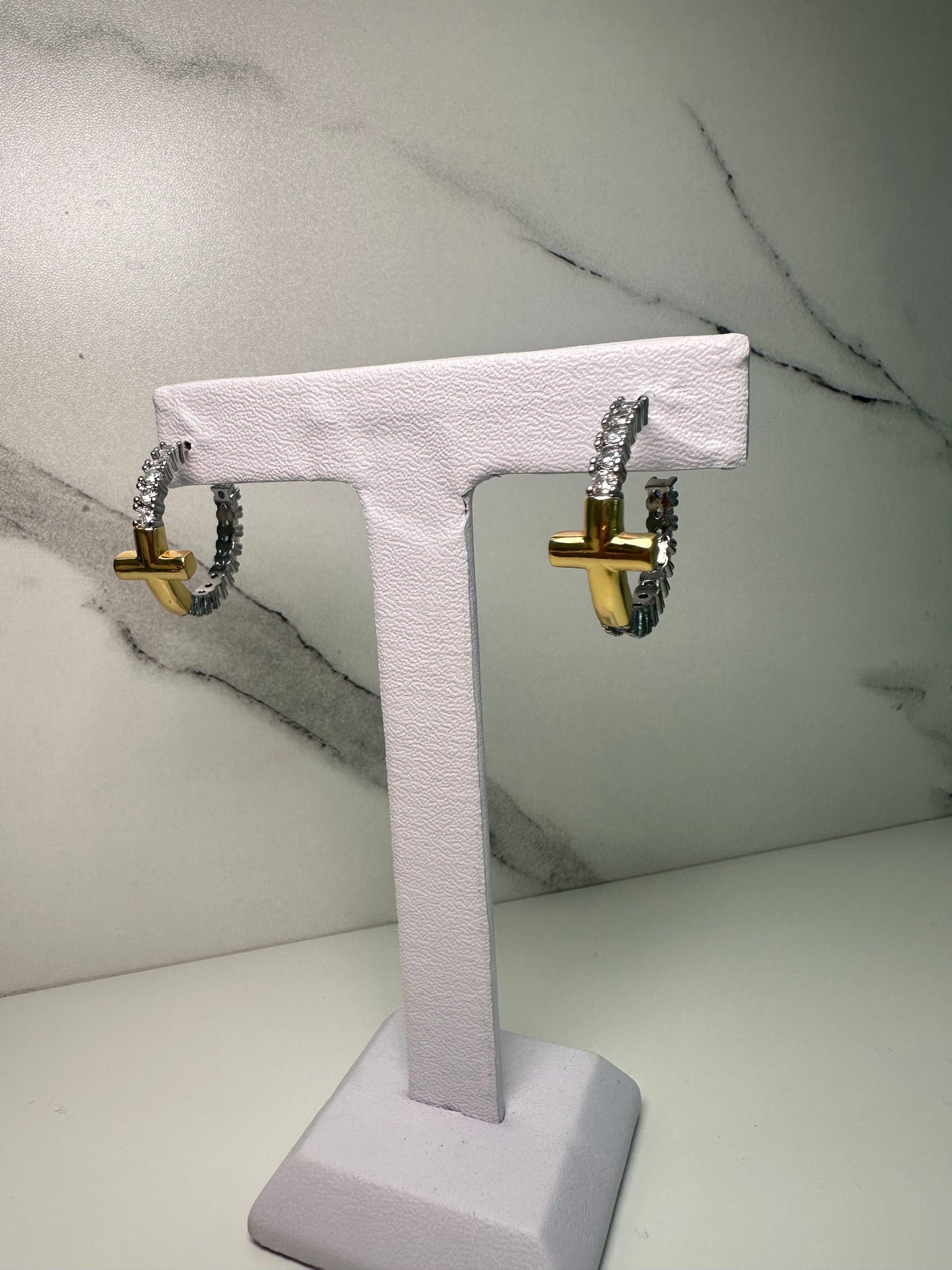 Bicolor with CZ hoops