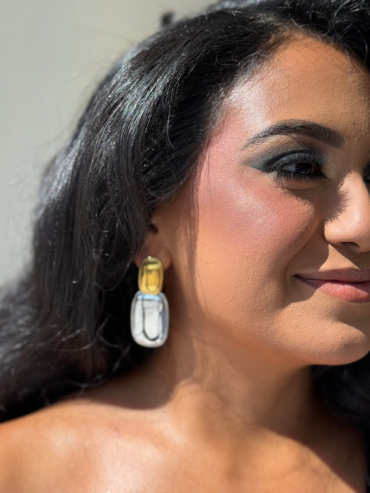 Two tone dangle earrings
