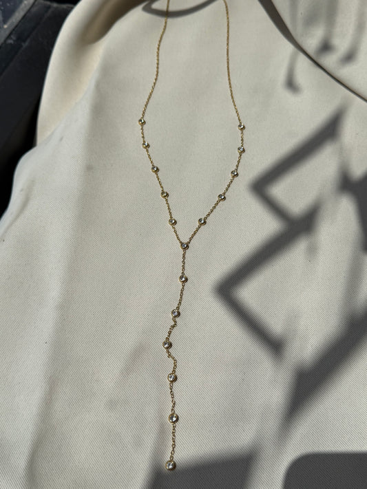 CZ round tie necklace
