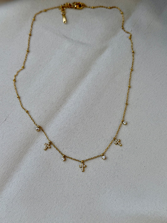 Clear cross necklace