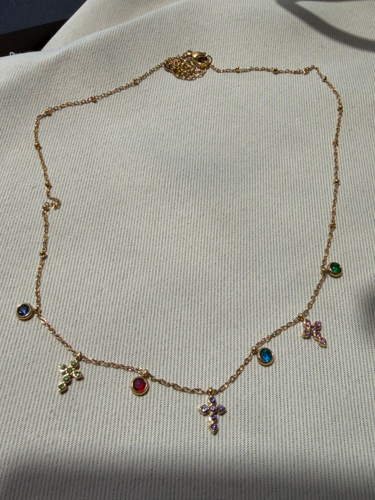 Colorful cross necklace