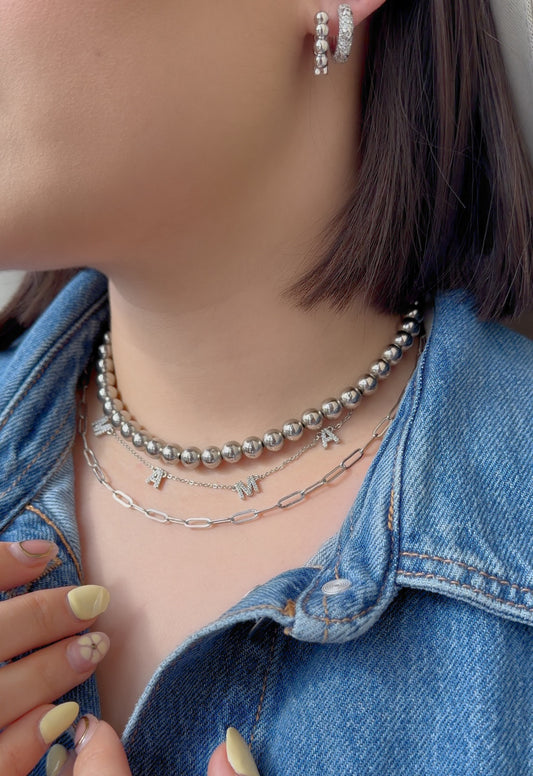 Silver beaded necklace