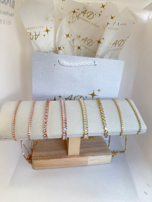 Tennis bracelets gold & rose gold