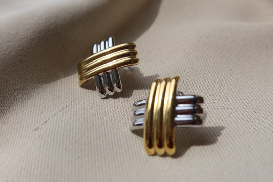 X-two tone earrings