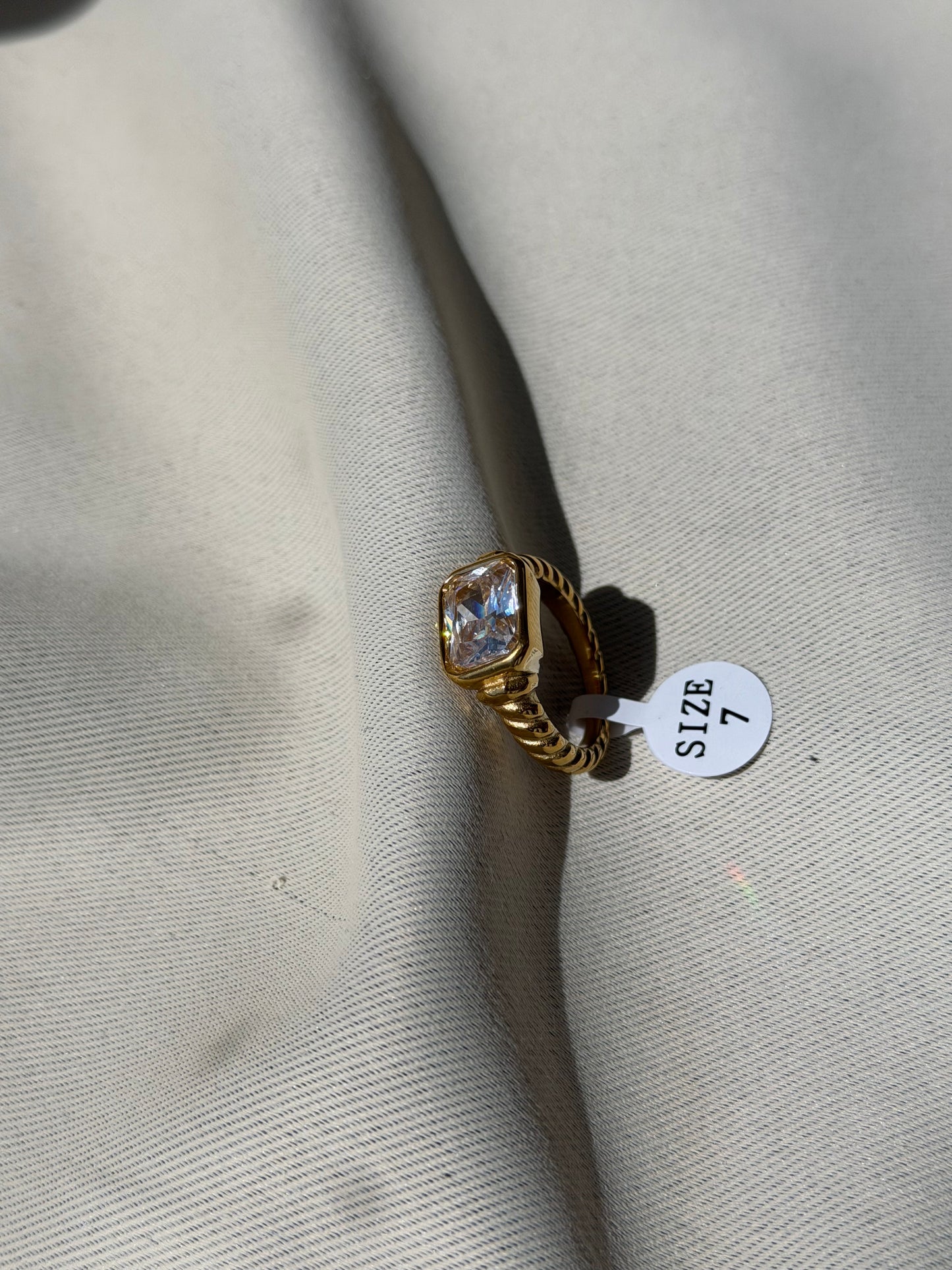 Rectangle CZ ring
