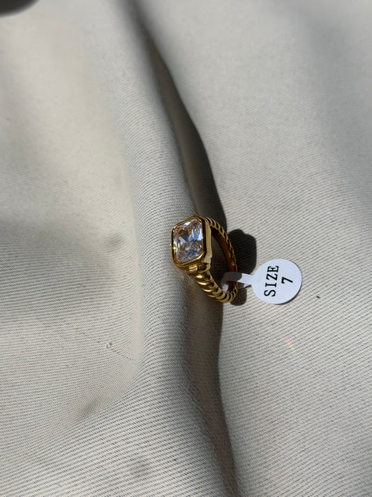 Rectangle CZ ring