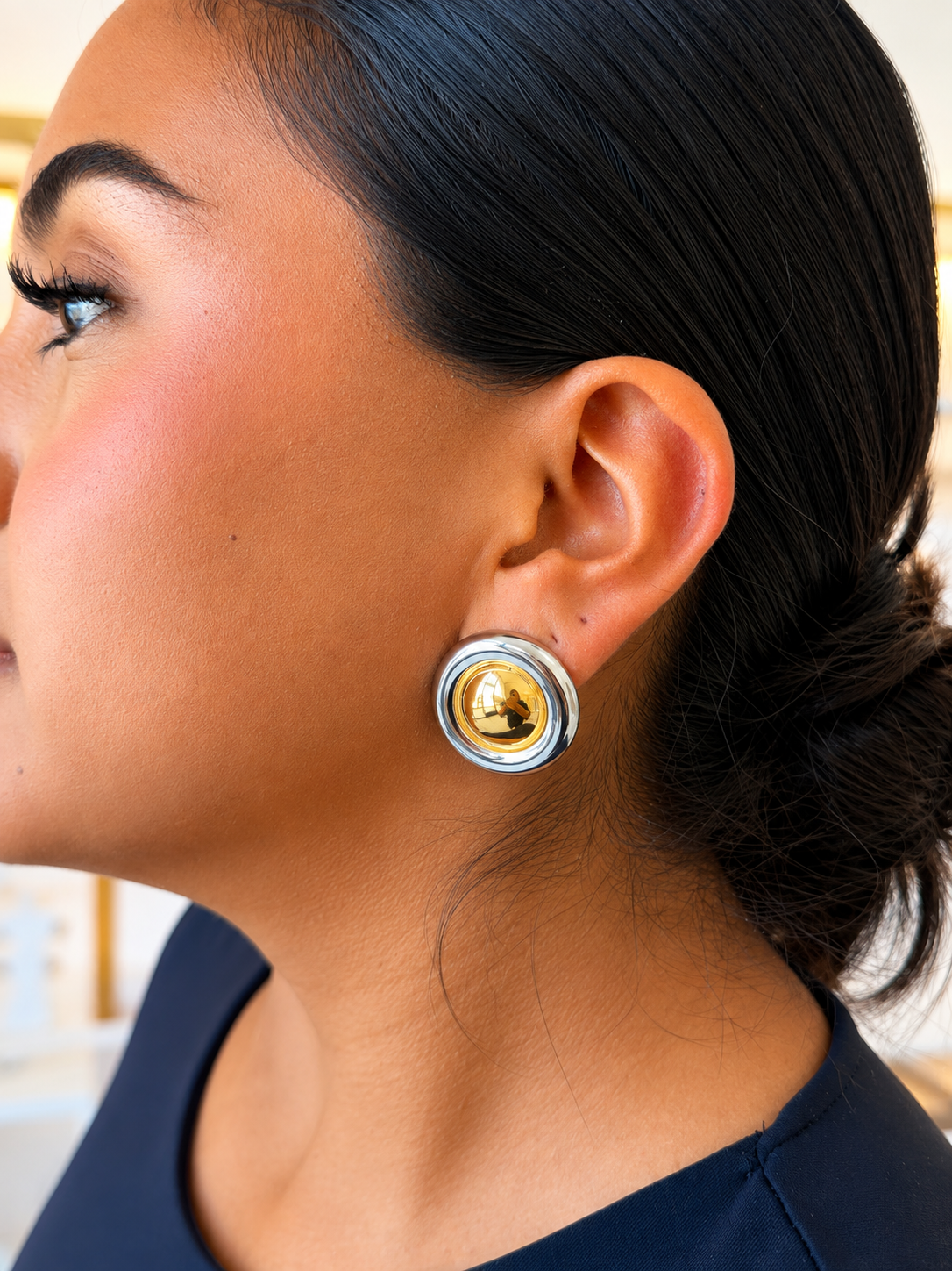 Botón Two Tone Earrings