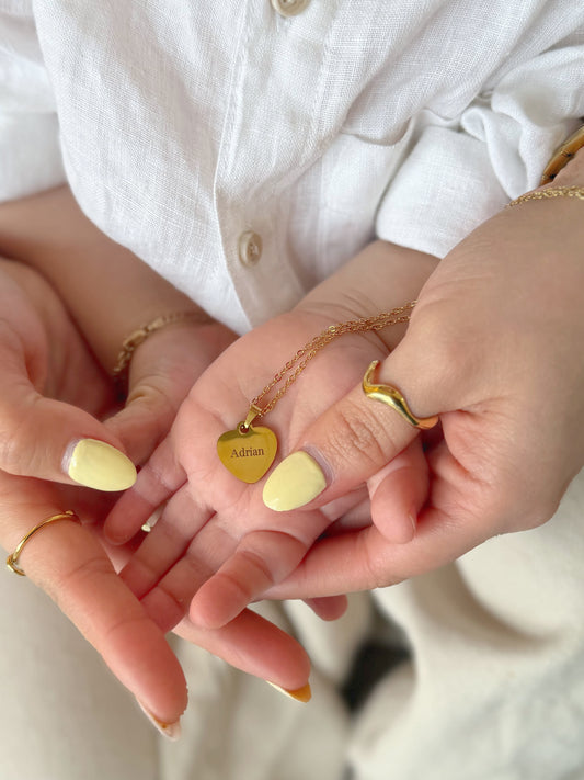 Engraved heart baby details