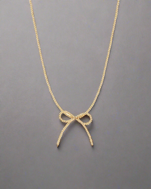 Beaded bow necklace