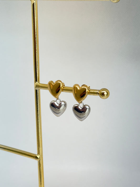 Amore two tone earrings